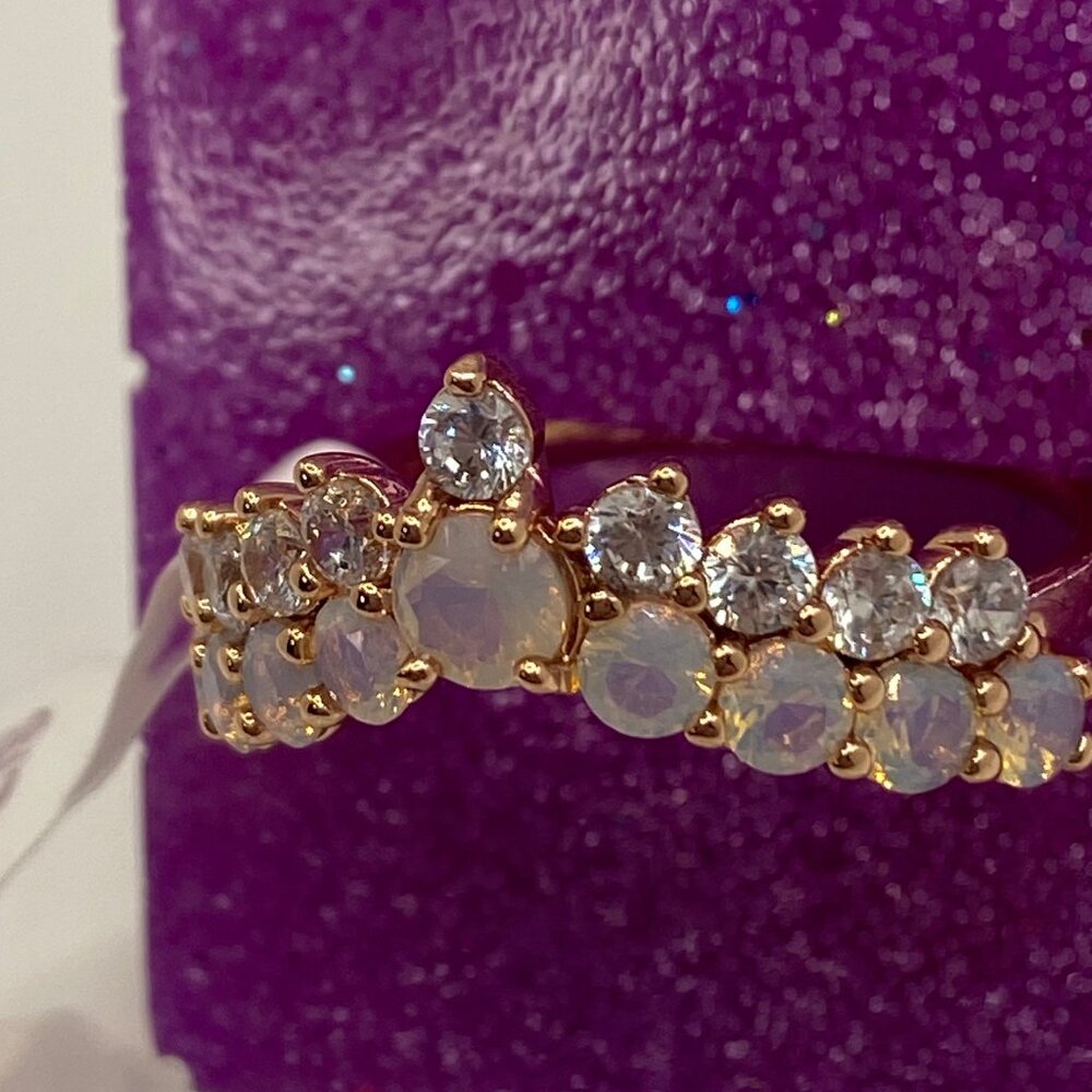 Bomb Party Ring RBP5947 Call Me Charming White Opal on Rose Gold Plating Size 9